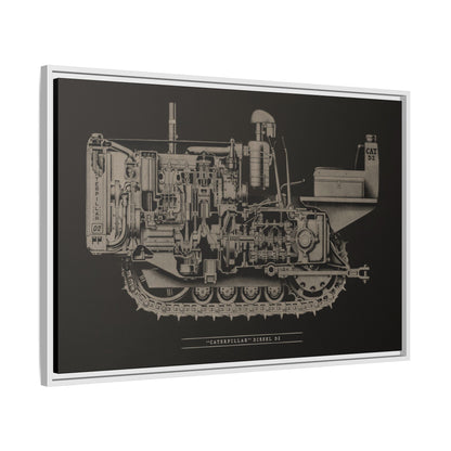 Vintage Caterpillar D2 Cutaway Drawing | Framed Wall Art on Stretched Canvas