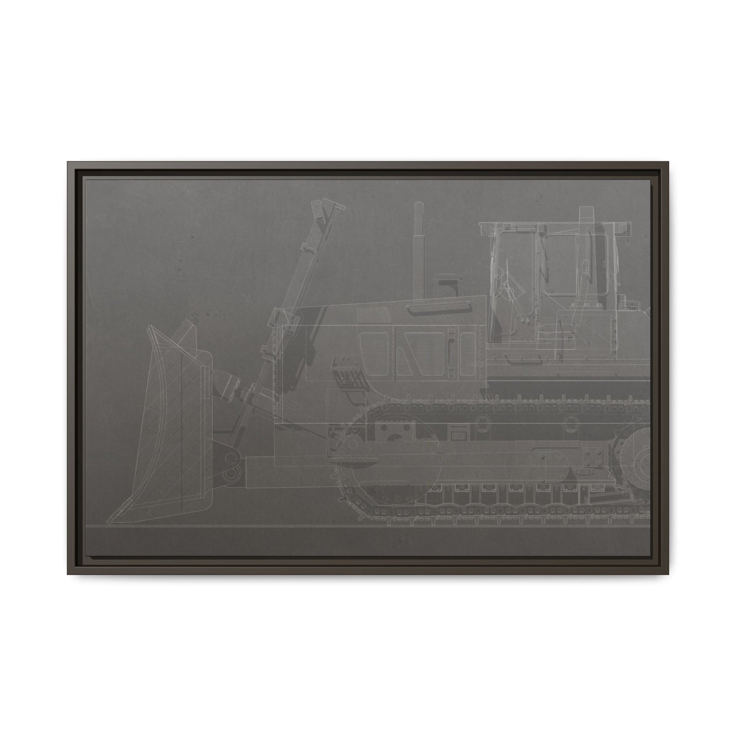 D2 Dozer Side View Technical Drawing | Framed Photo Wall Art on Canvas
