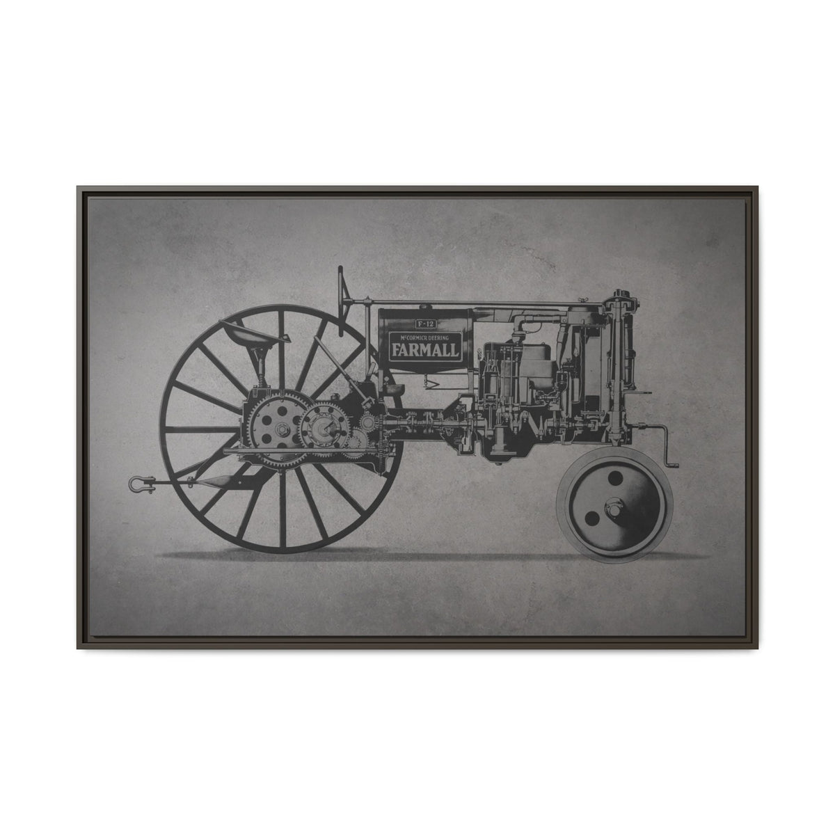 Vintage Farmall F-12 Mechanical Drawing | Light | Framed Wall Art on Canvas