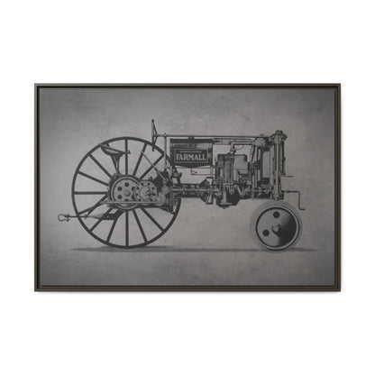 Vintage Farmall F-12 Mechanical Drawing | Light | Framed Wall Art on Canvas