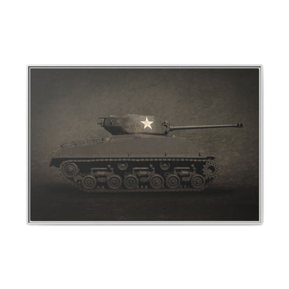 Vintage WWII  Sherman Tank, Single Star, Photo Wall Art on Framed Canvas