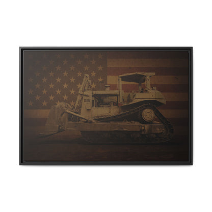 Patriotic D8N Classic Dozer | Framed Wall Art on Stretched Canvas