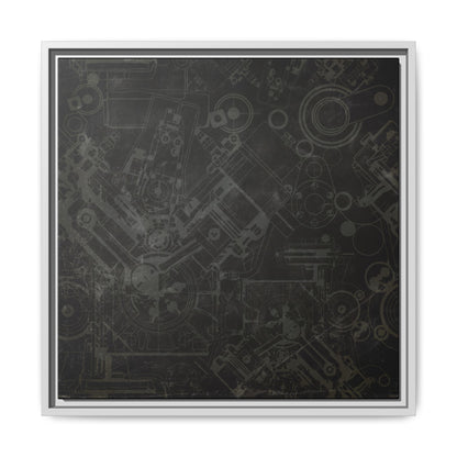 Engine Schematic Drawing Front View - Industrial Art - Framed on Canvas