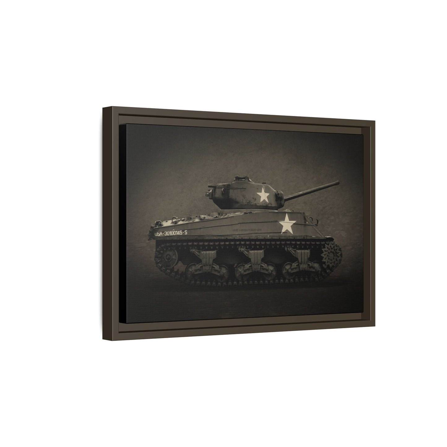 Vintage WWII  Sherman Tank, Double Star, Photo Wall Art on Framed Canvas