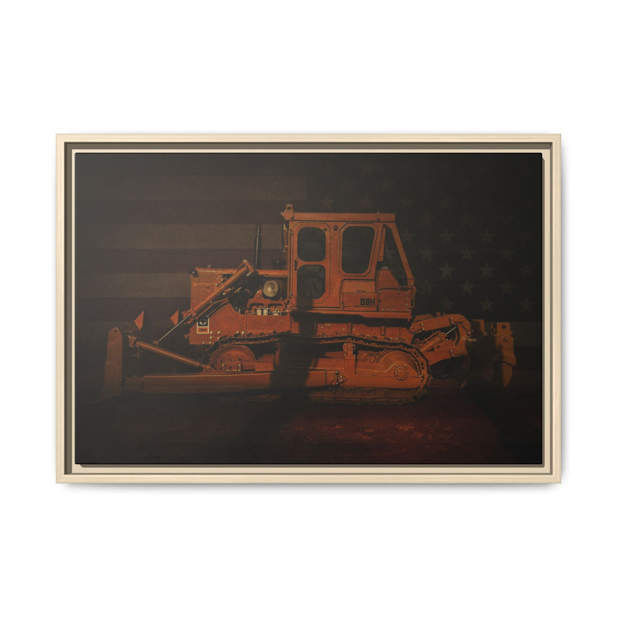 Patriotic D8H Classic Dozer | Framed Wall Art on Stretched Canvas