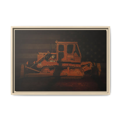 Patriotic D8H Classic Dozer | Framed Wall Art on Stretched Canvas