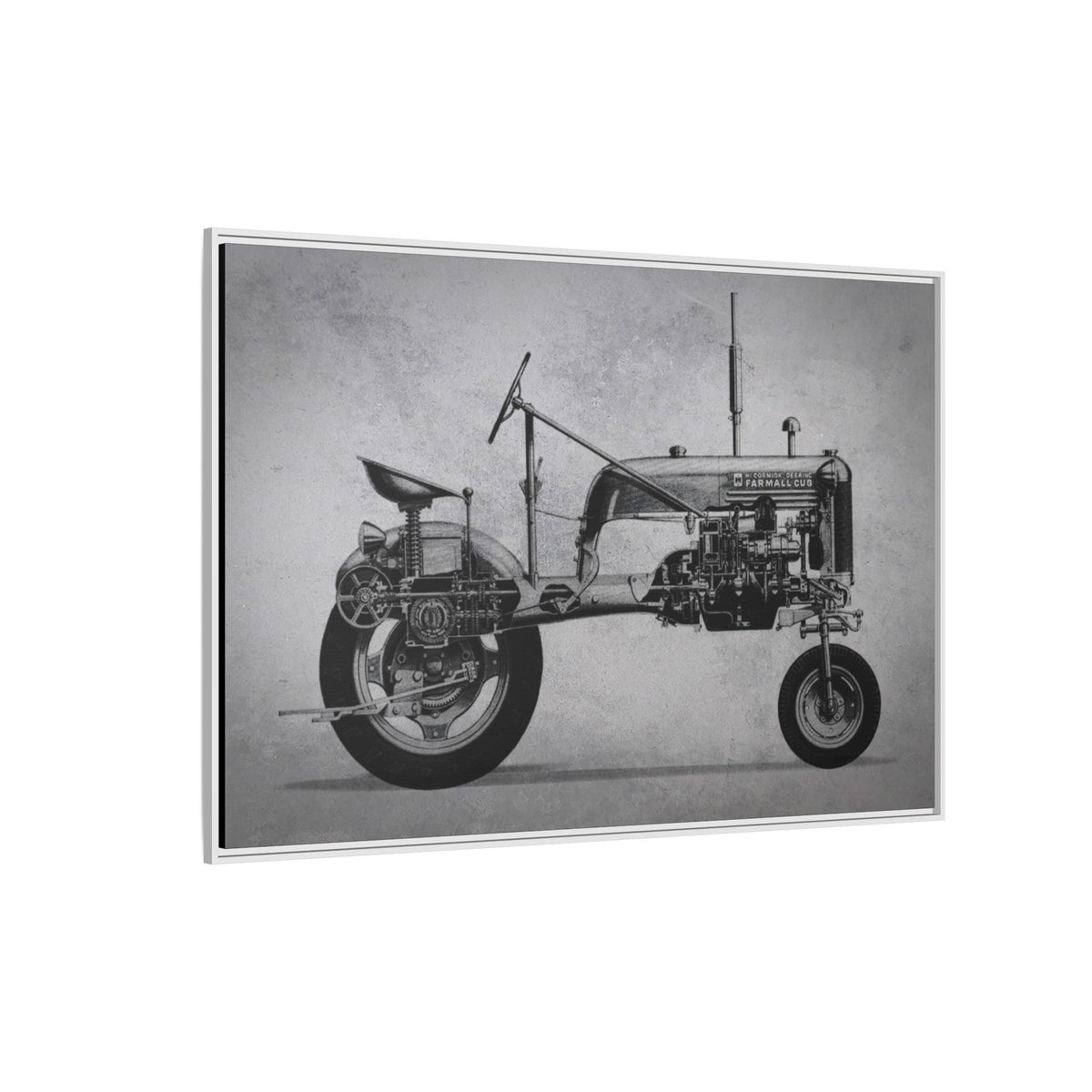 Vintage Farmall Pony Cutaway Drawing | Framed Wall Art on Canvas
