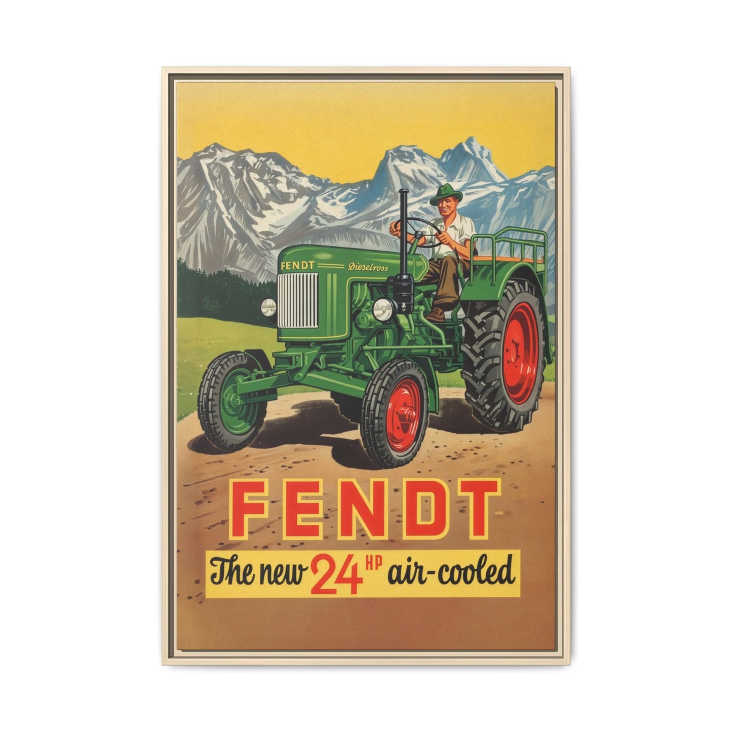 Vintage Fendt Air Cooled 24 Advertisement- Vintage Wall Art on Framed Canvas