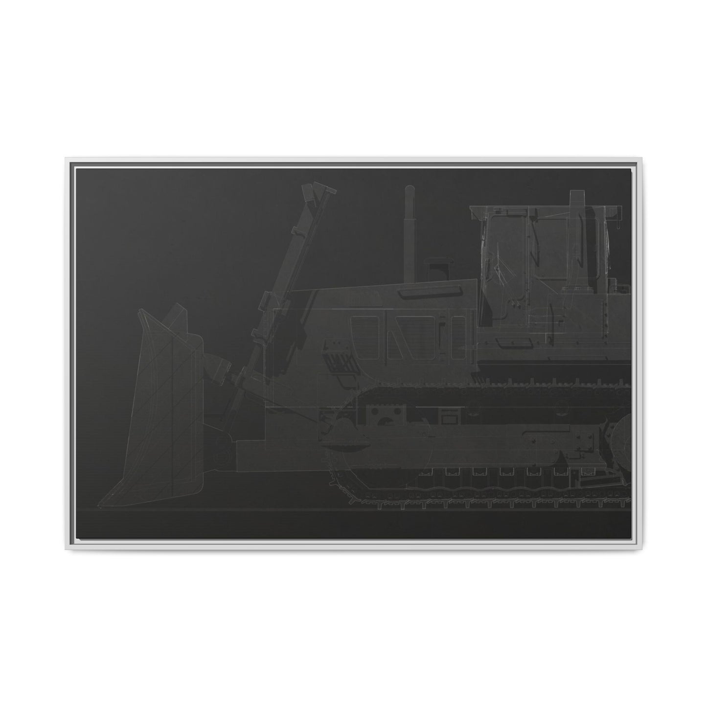 D2 Dozer Side View Technical Drawing | Framed Photo Wall Art on Canvas