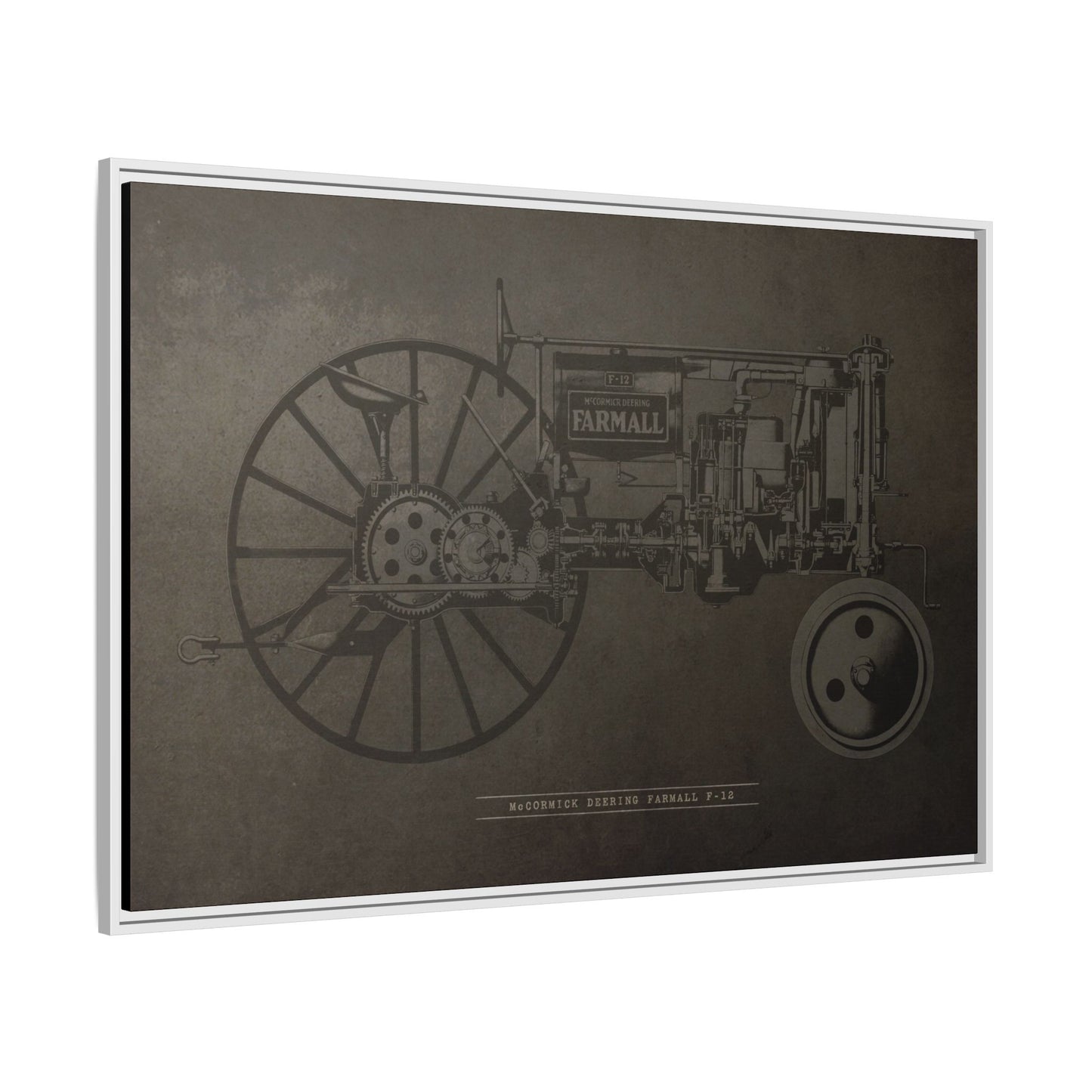 Vintage Farmall F-12 Mechanical Drawing | Framed Wall Art on Canvas