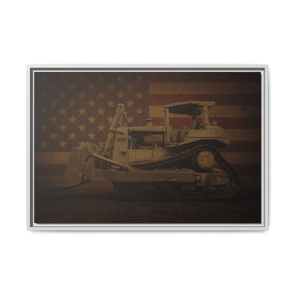 Patriotic D8N Classic Dozer | Framed Wall Art on Stretched Canvas