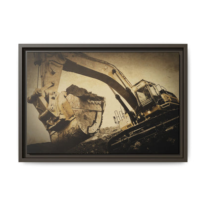 Reaching for Rocks Excavator  | Photo Art on Framed Canvas