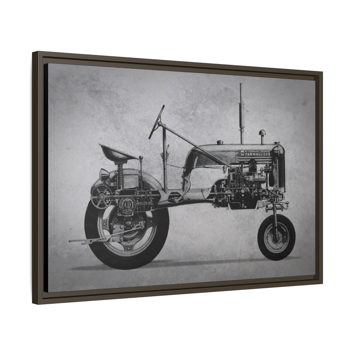 Vintage Farmall Pony Cutaway Drawing | Framed Wall Art on Canvas