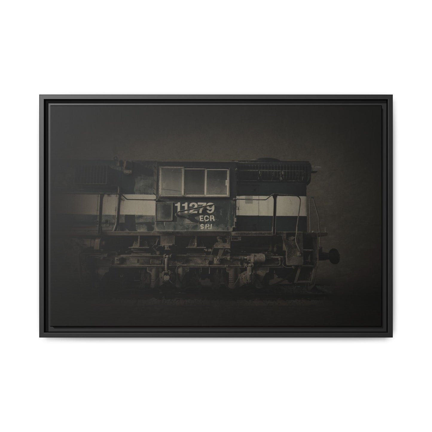 Vintage Diesel Locomotive Engine Matte Canvas Framed