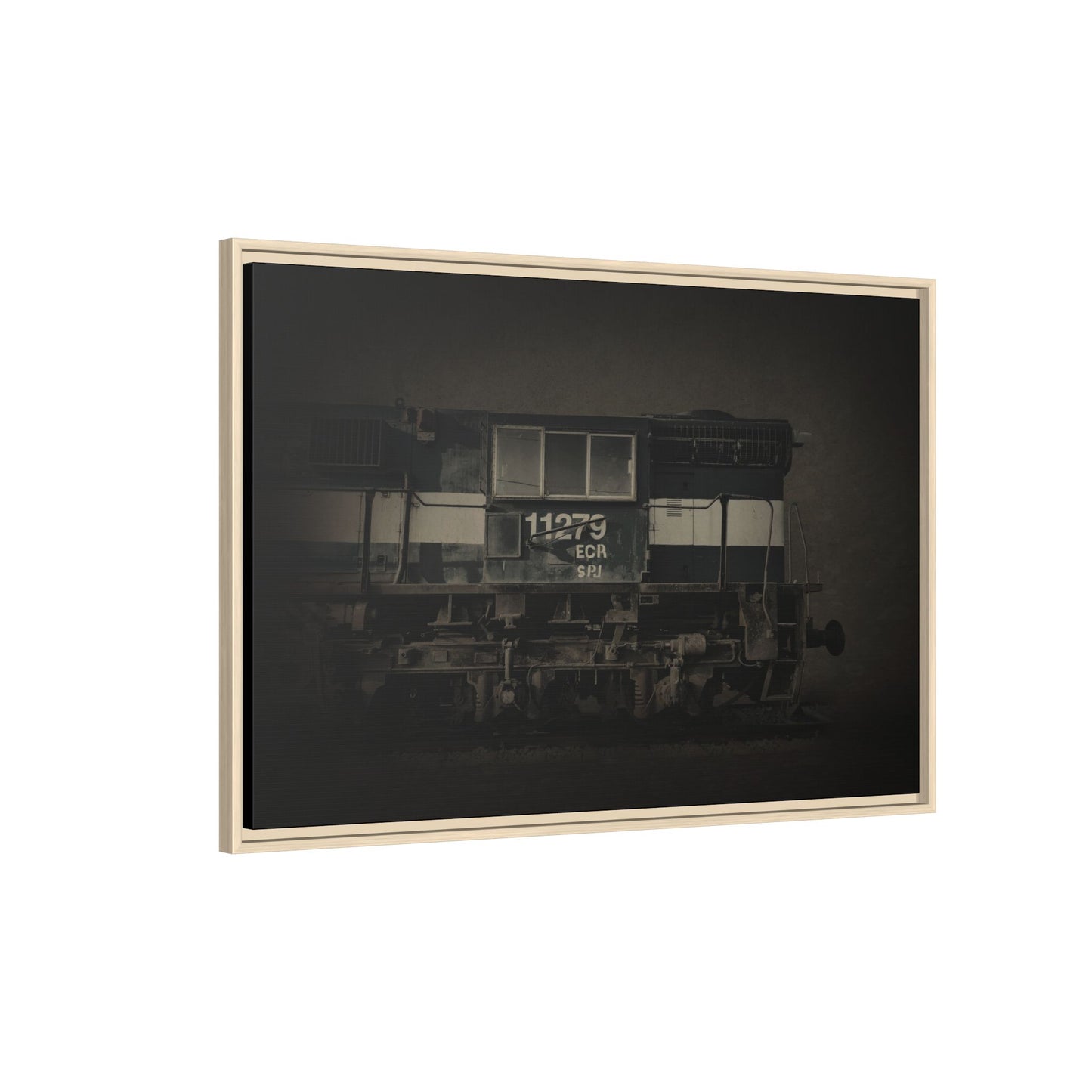 Vintage Diesel Locomotive Engine Matte Canvas Framed