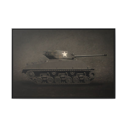 Vintage WWII  Sherman Tank, Single Star, Photo Wall Art on Framed Canvas