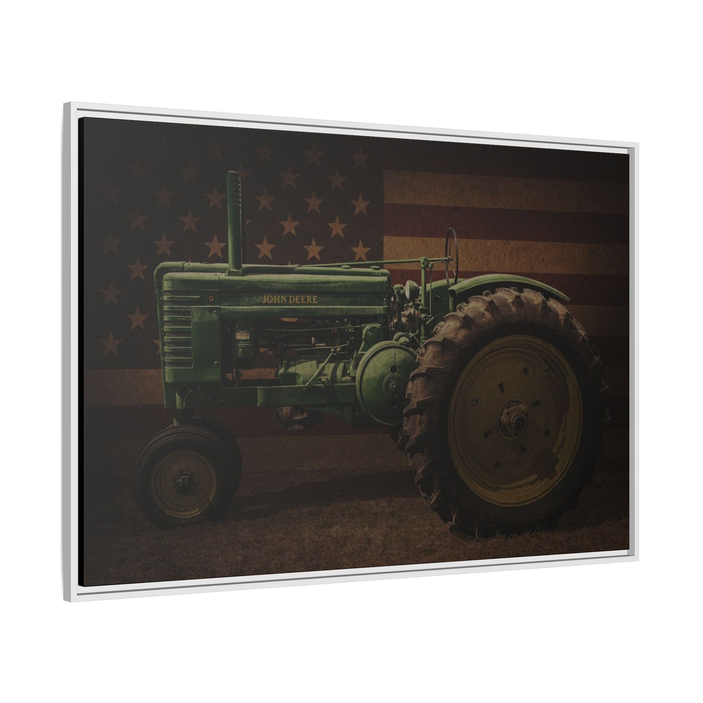 Patriotic John Deere Model G Tractor | Framed Wall Art on Stretched Canvas