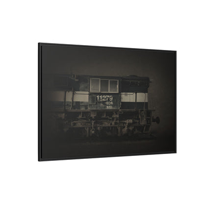Vintage Diesel Locomotive Engine Matte Canvas Framed