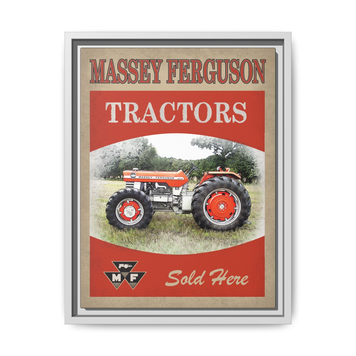 Massey Tractors Sold Here Vintage Advertisement Wall Art on Framed Canvas