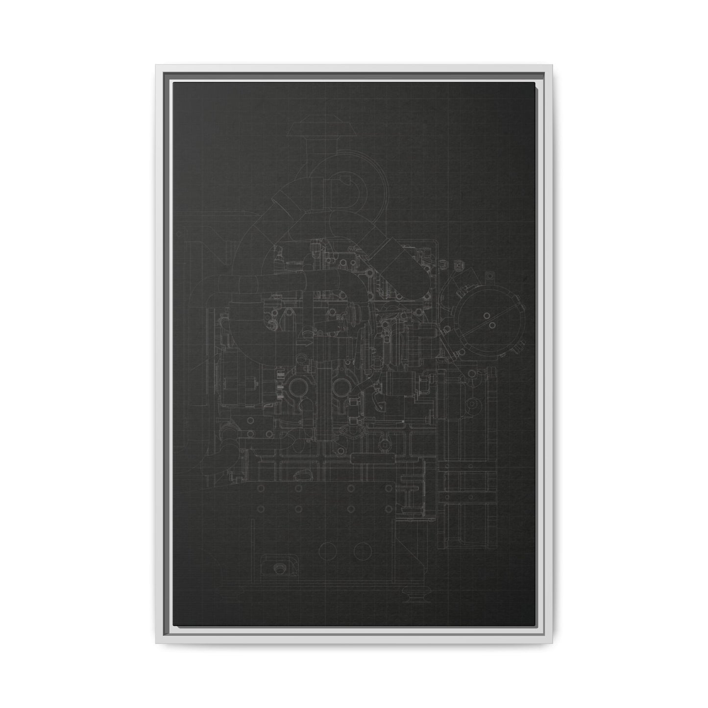 Heavy Equipment Engine Schematic Drawing – Framed Wall Art on Canvas