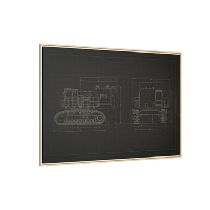 601 Excavator Drawing, Framed Wall Art on Canvas