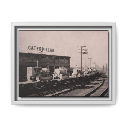 Vintage Crawler Track Assembly Line | Framed Photo Art on Matte Canvas
