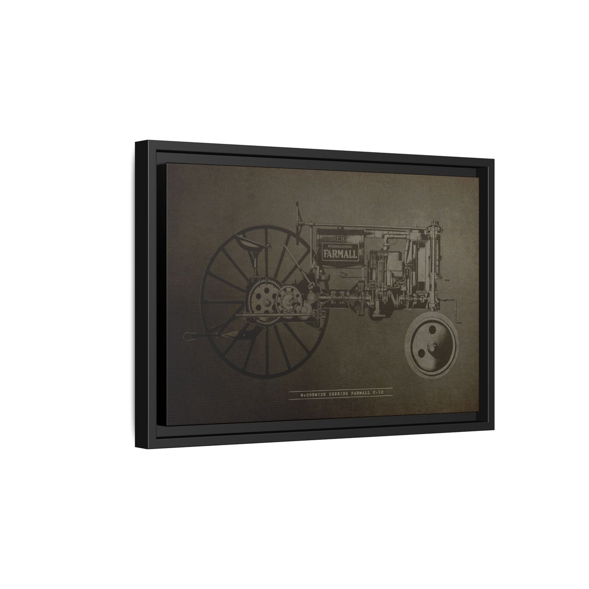 Vintage Farmall F-12 Mechanical Drawing | Framed Wall Art on Canvas