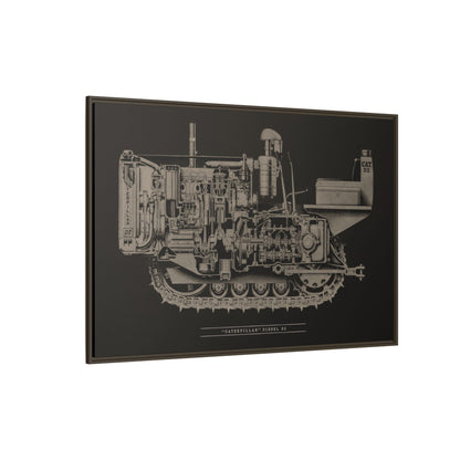 Vintage Caterpillar D2 Cutaway Drawing | Framed Wall Art on Stretched Canvas