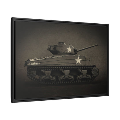 Vintage WWII  Sherman Tank, Double Star, Photo Wall Art on Framed Canvas