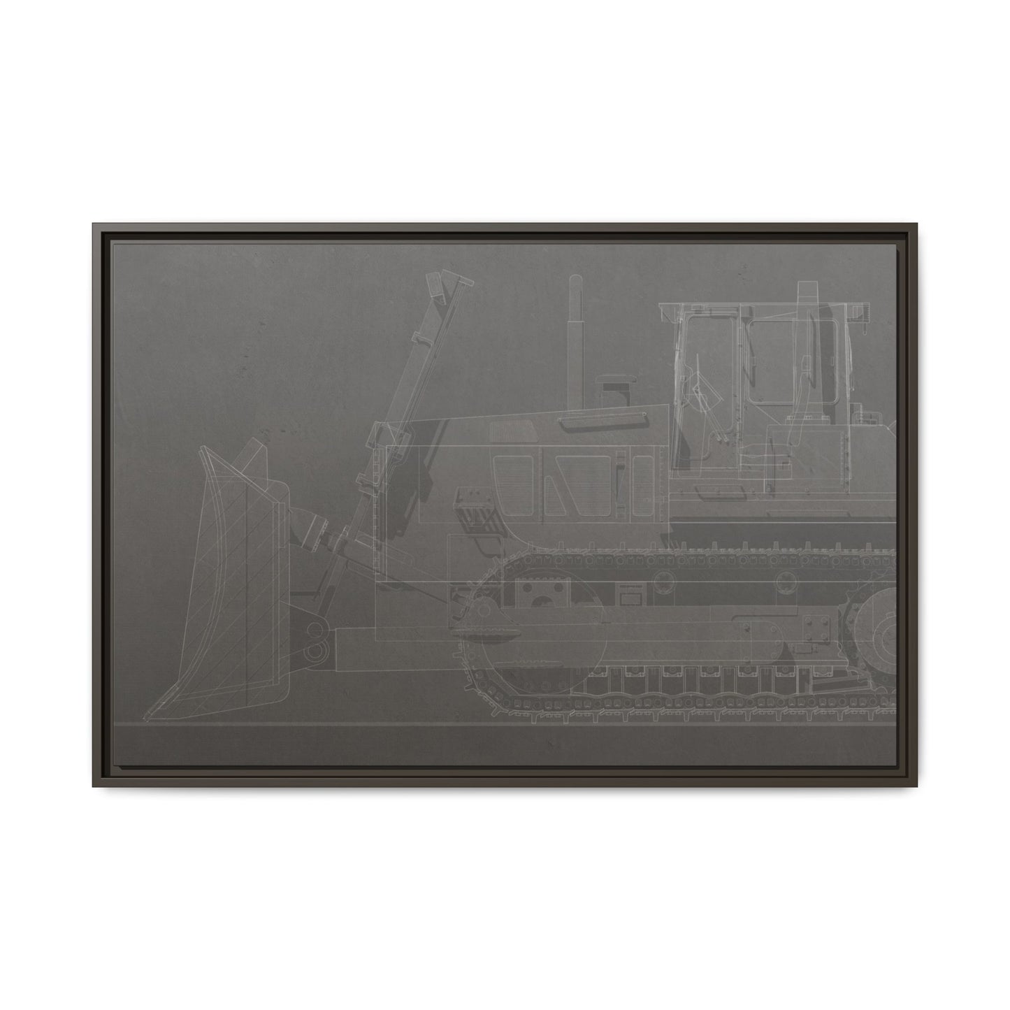 D2 Dozer Side View Technical Drawing | Framed Photo Wall Art on Canvas