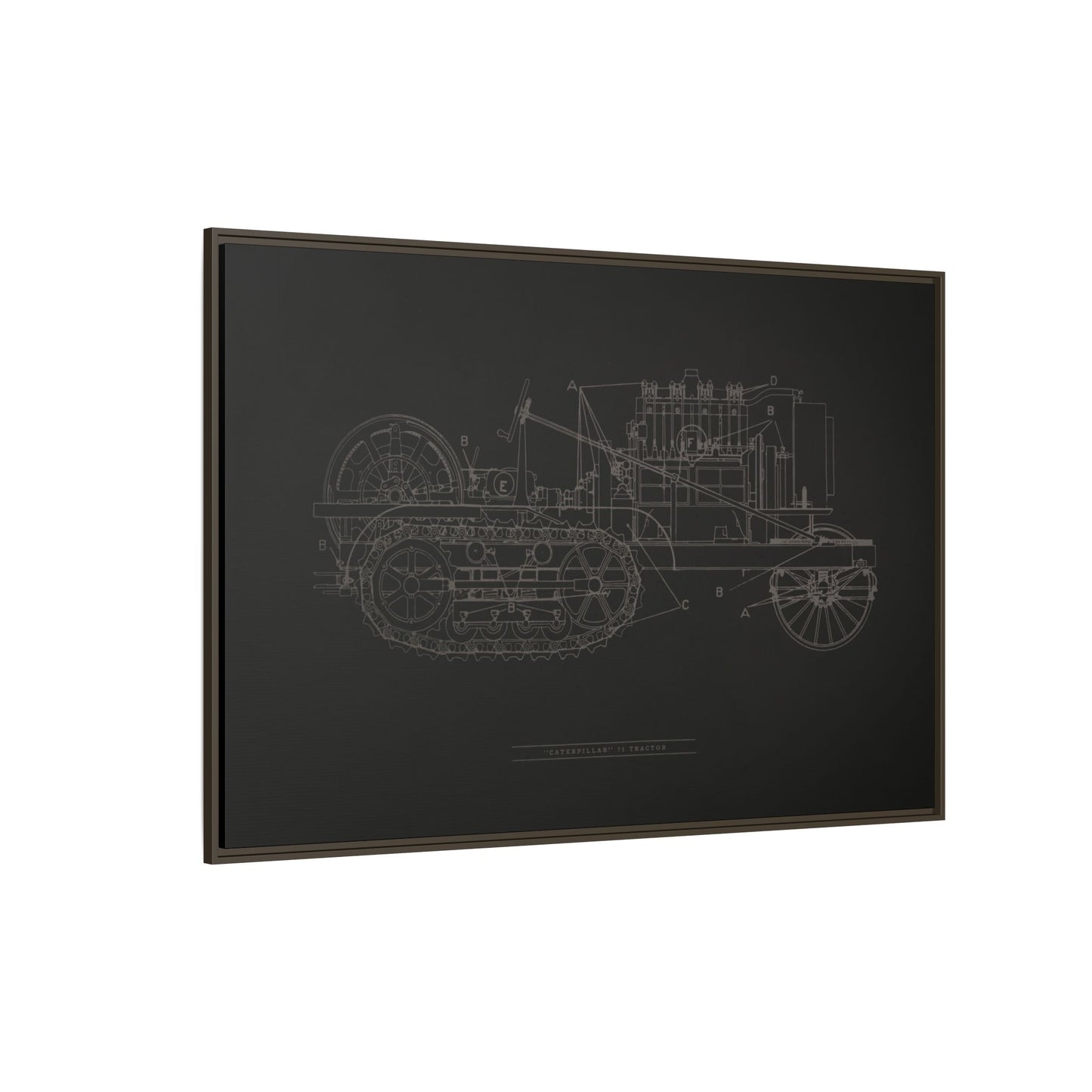 Vintage HOLT Tractor Patent Drawing Industrial Artwork | Framed Wall Art on Stretched Canvas