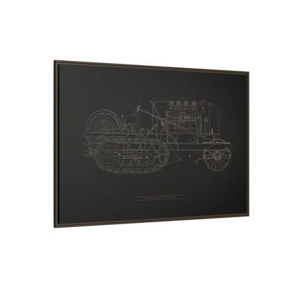 Vintage HOLT Tractor Patent Drawing Industrial Artwork | Framed Wall Art on Stretched Canvas