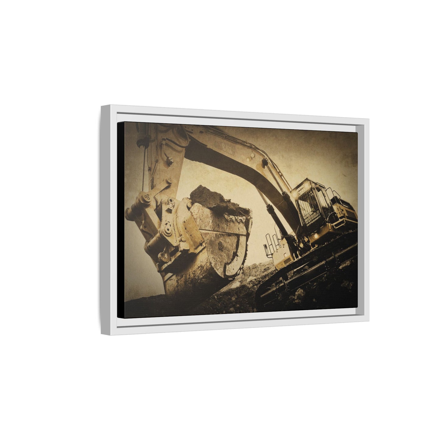 Reaching for Rocks Excavator  | Photo Art on Framed Canvas