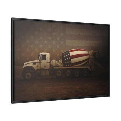 Patriotic Concrete Truck| Framed Wall Art on Stretched Canvas