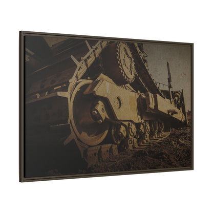 D8 Dramatic Dozer Track | Gold |  Framed Wall art on Stretched Canvas