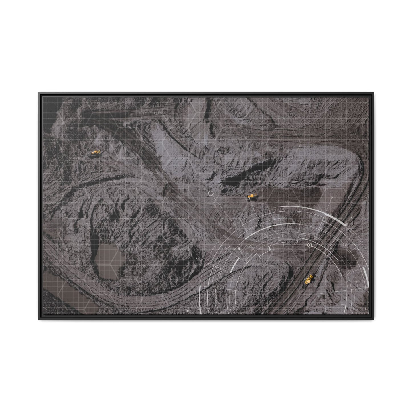 Drone Mining Construction Site - Photo Art Framed on Stretched Canvas