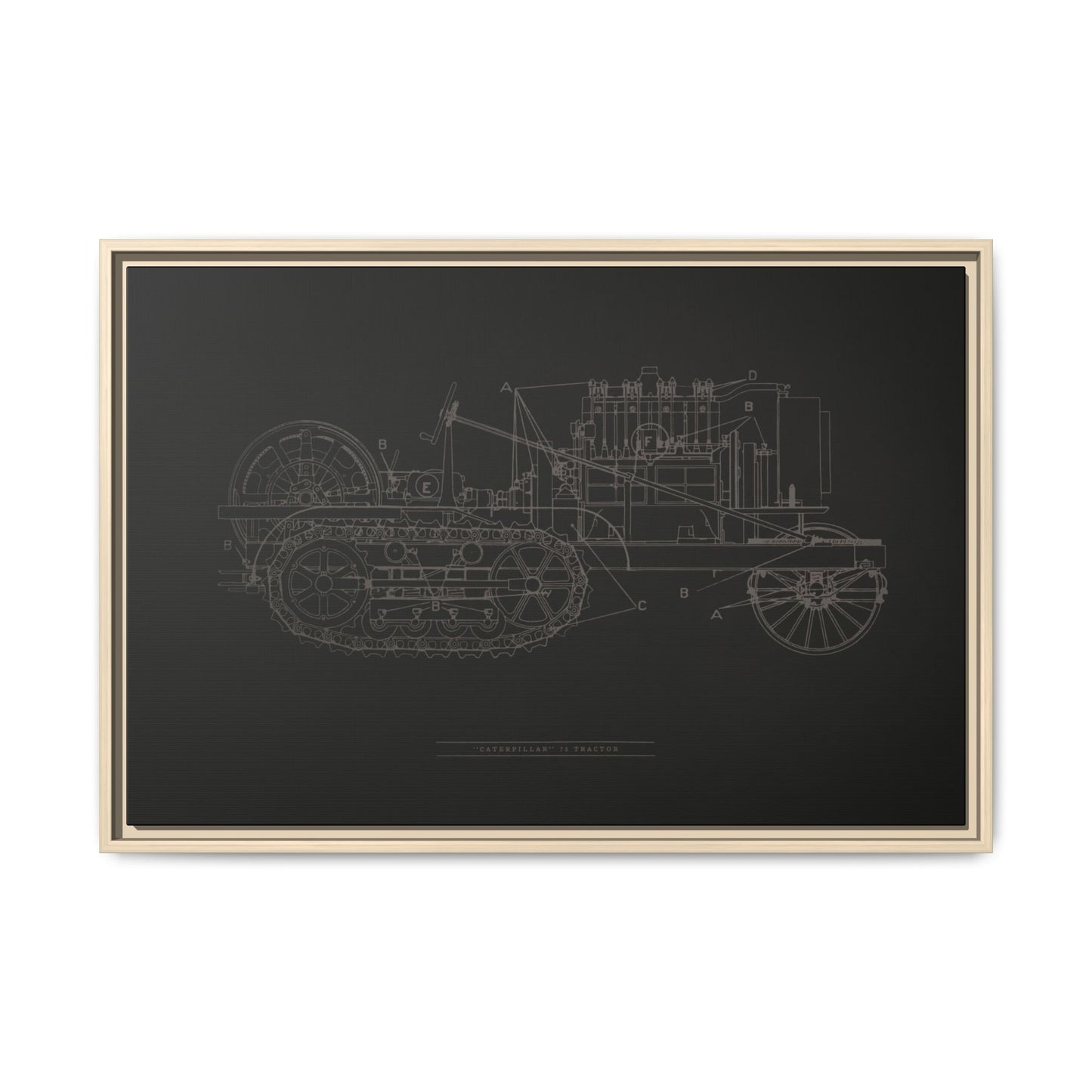 Vintage HOLT Tractor Patent Drawing Industrial Artwork | Framed Wall Art on Stretched Canvas