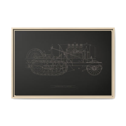 Vintage HOLT Tractor Patent Drawing Industrial Artwork | Framed Wall Art on Stretched Canvas