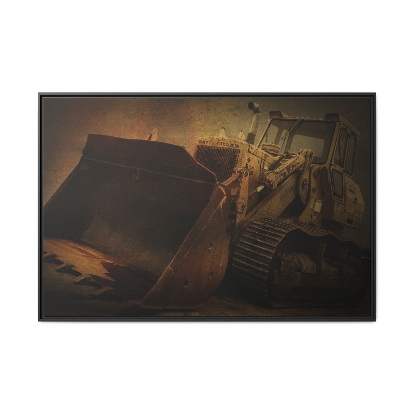 Classic 977K Dozer Action | Gold |  Framed Wall art on Stretched Canvas