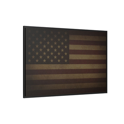 Dark Mood American Flag | Framed Wall Art on Canvas