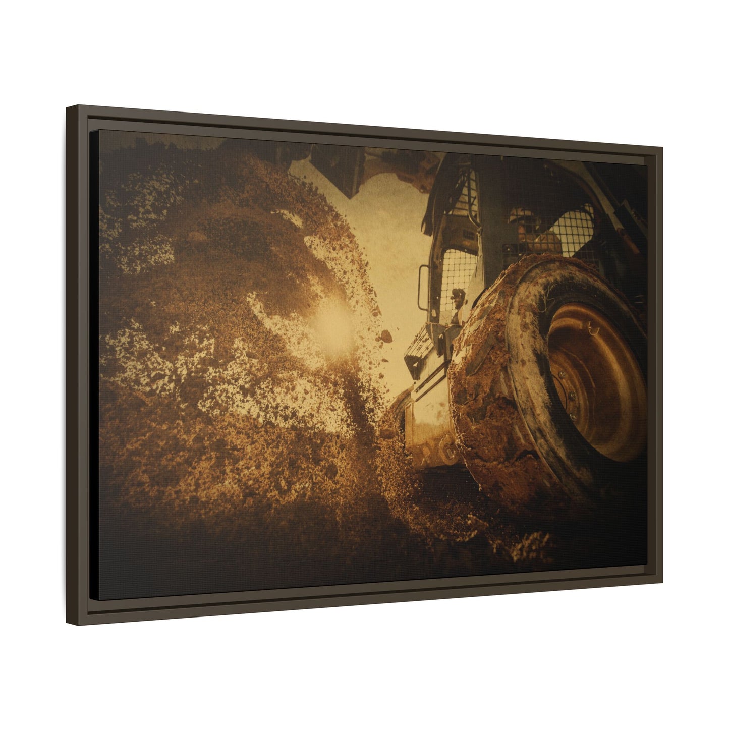 Boring Skid Steer Action | Framed Photo Wall Art on Canvas