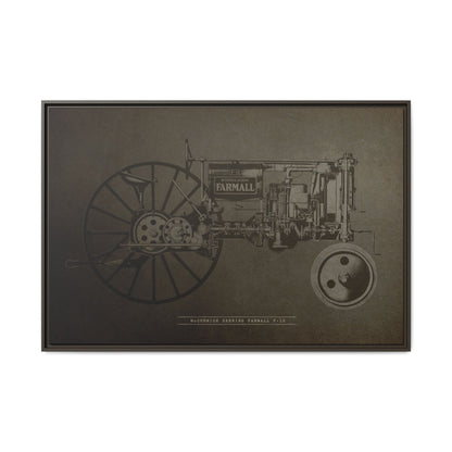 Vintage Farmall F-12 Mechanical Drawing | Framed Wall Art on Canvas