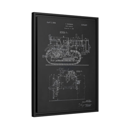 Vintage Dozer Rudiger Patent Drawing, Framed Wall Art on Canvas