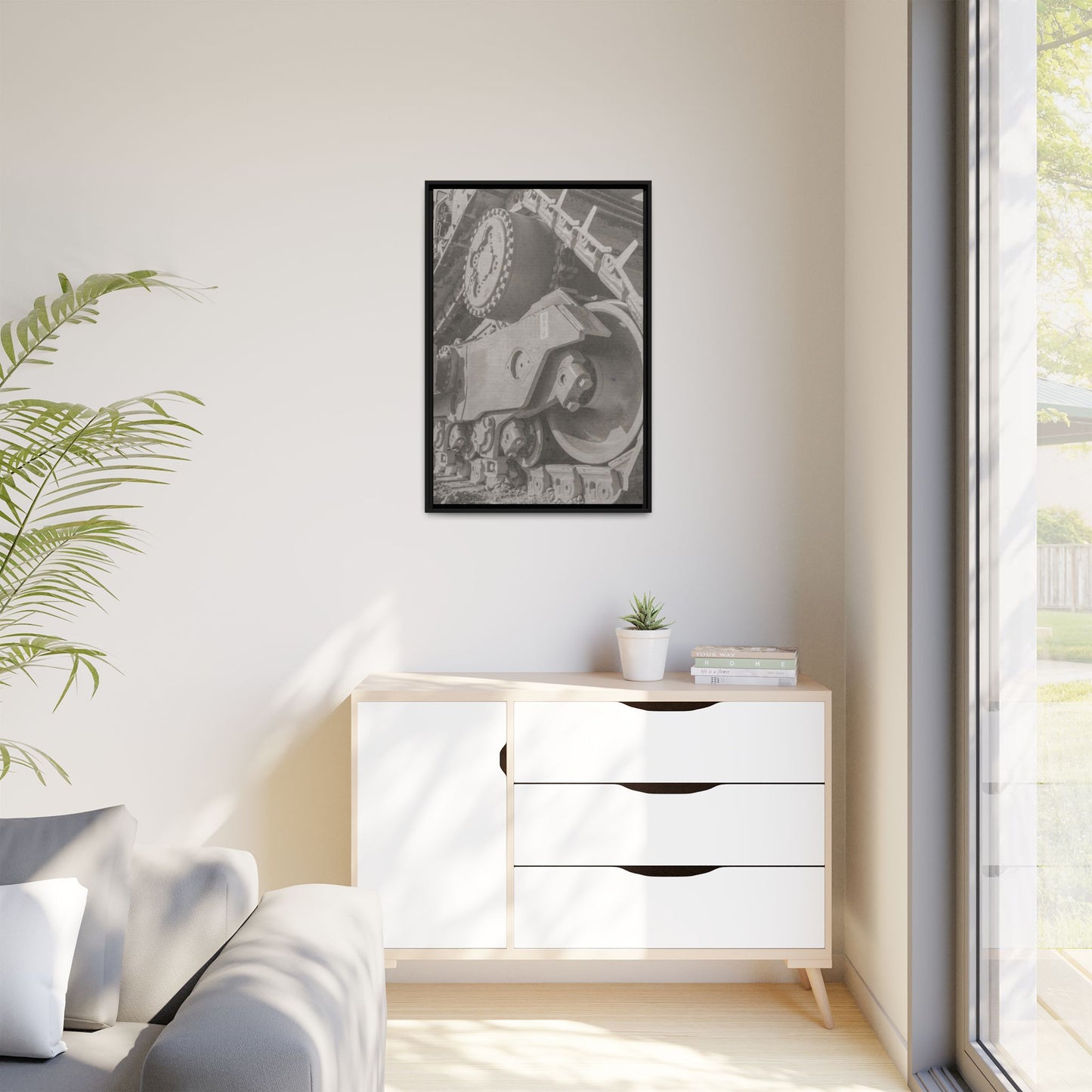 Epic D8 Dozer Triptych | Light Gray | Center Panel | Jondo | Matte Canvas Print (Framed)