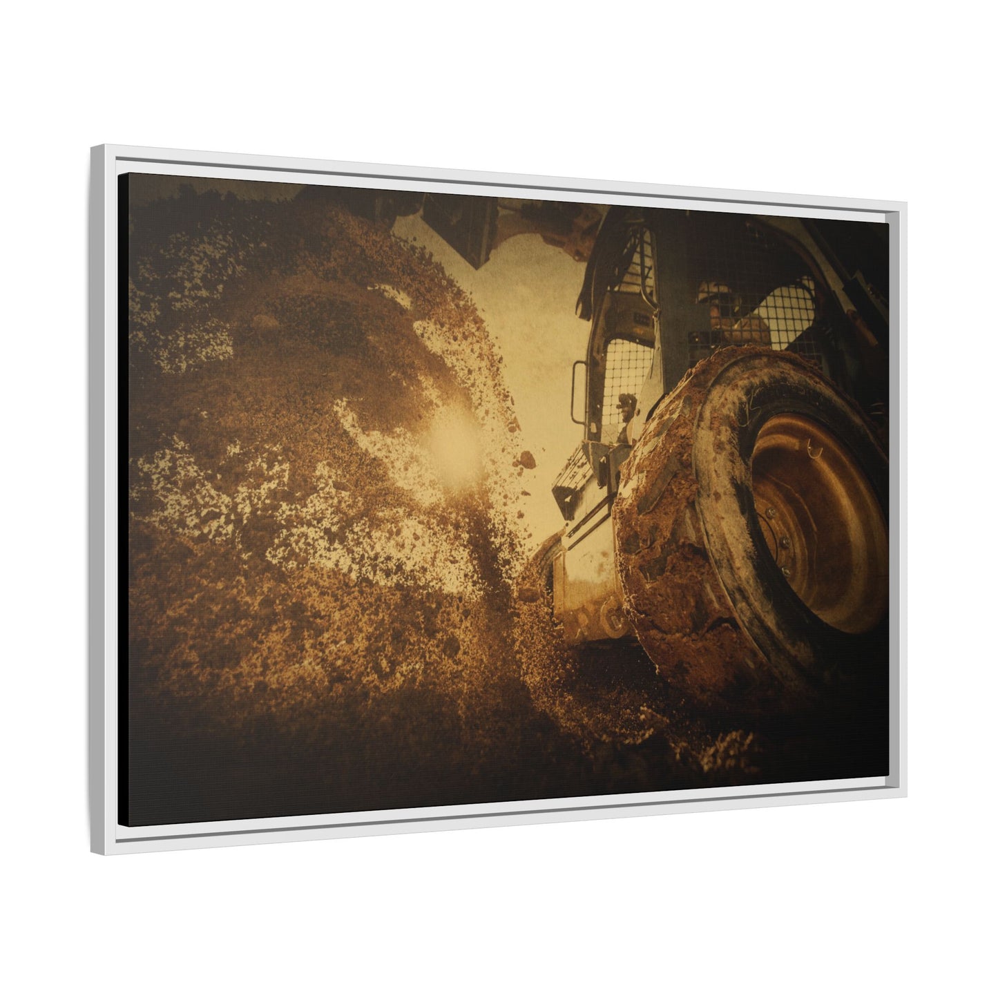 Boring Skid Steer Action | Framed Photo Wall Art on Canvas