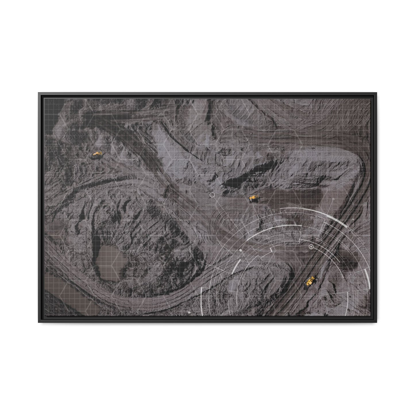 Drone Mining Construction Site - Photo Art Framed on Stretched Canvas