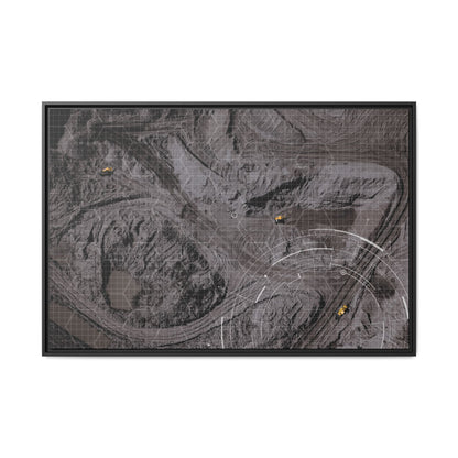 Drone Mining Construction Site - Photo Art Framed on Stretched Canvas