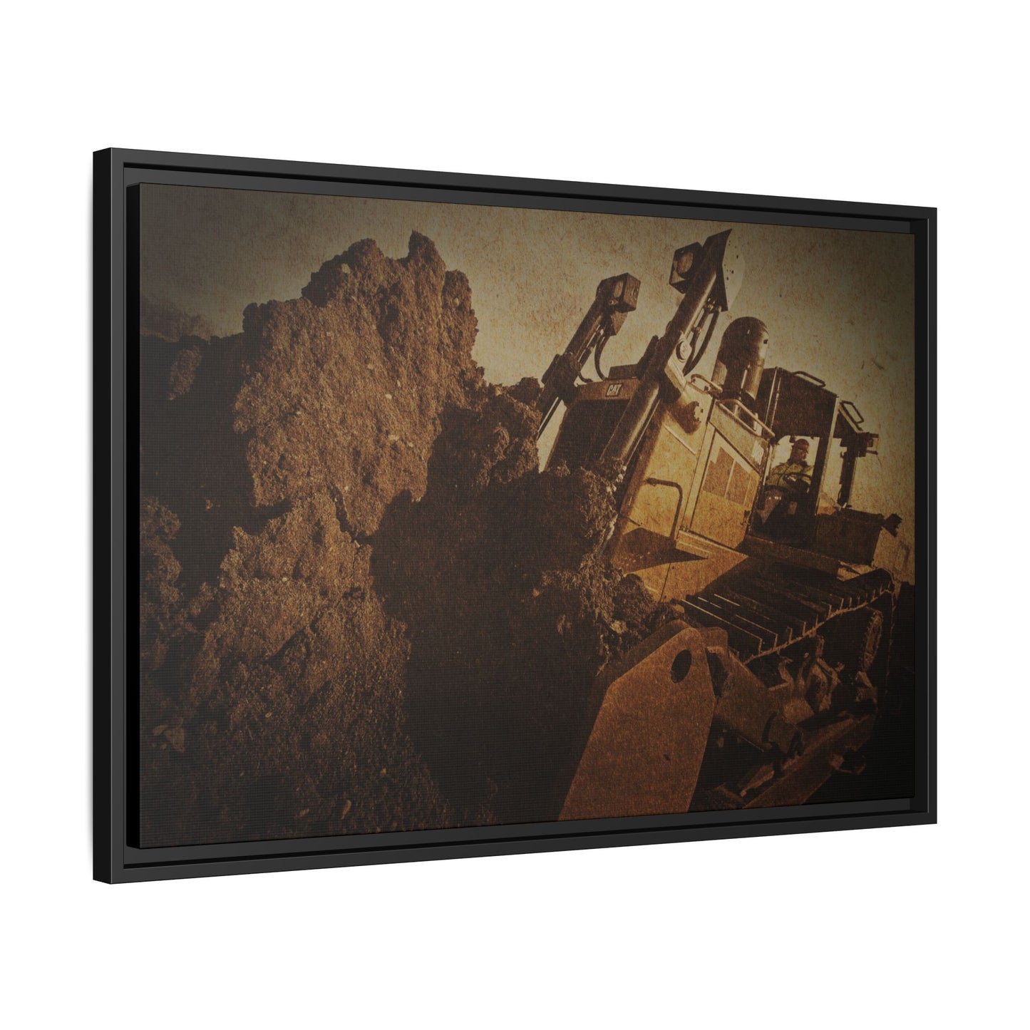 Big Dirt D8 Dozer Action| Gold | Framed | Wall Art on Stretched Canvas