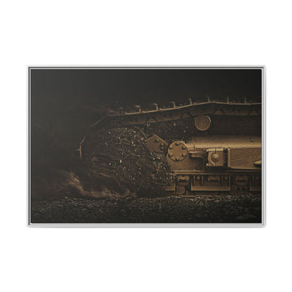 D7E Dozer Undercarriage Action | Framed Wall Art on Stretched Canvas