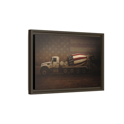 Patriotic Concrete Truck| Framed Wall Art on Stretched Canvas